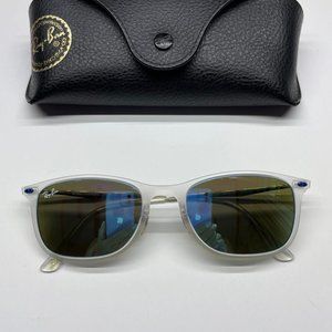 Ray Ban Women's Polarized Sunglasses, Blue Tint, Soft Silver Frames